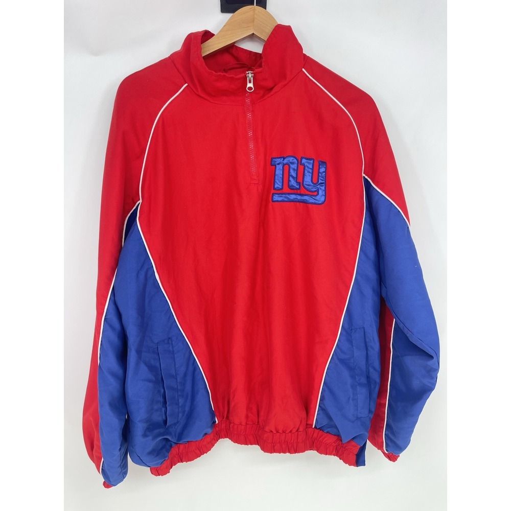 MEN VINTAGE RED/BLUE NFL 'NEW YORK GIANTS' WINDBREAKER PULLOVER JACKET - SIZE XL